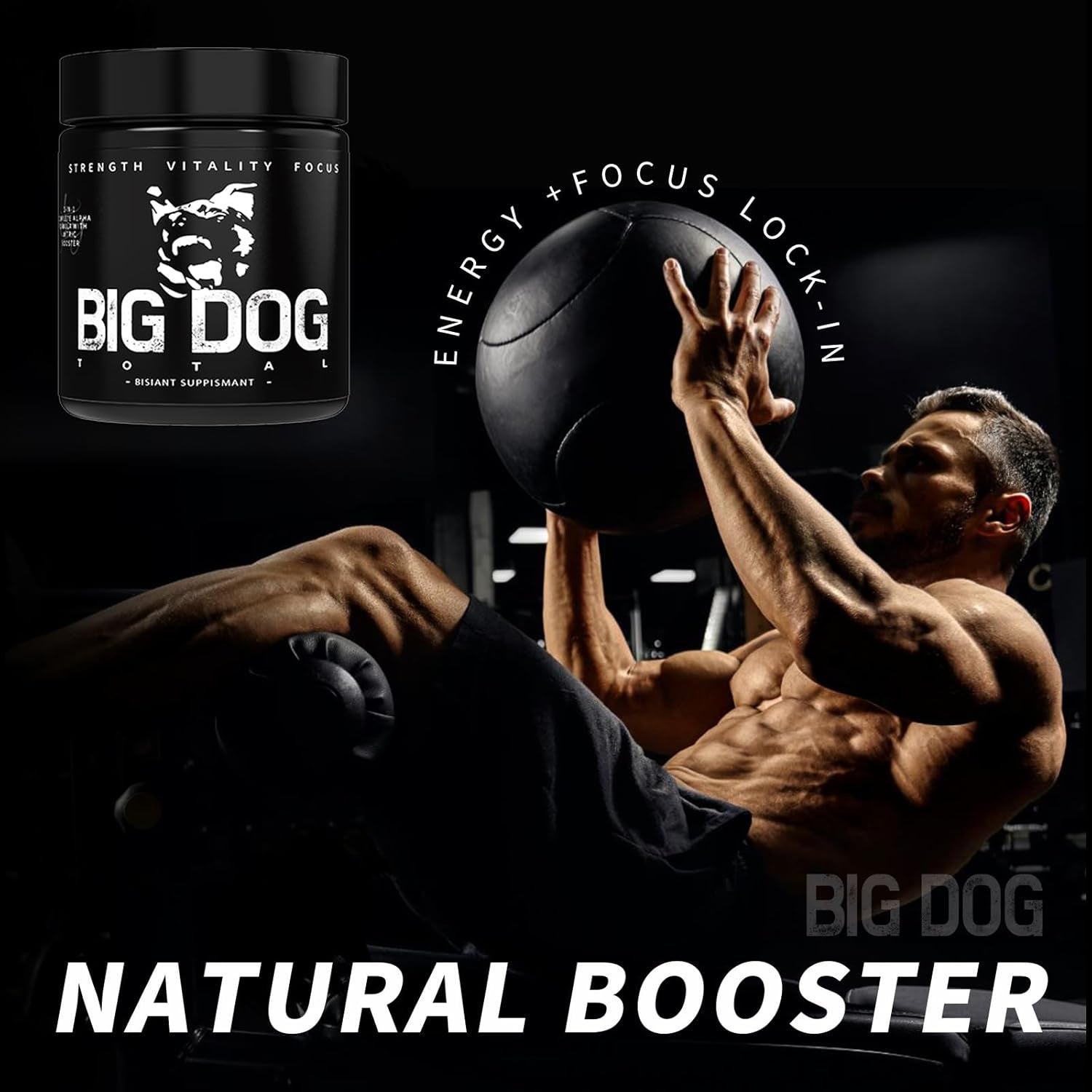 Big Dog Total Male 3-In-1 Total Alpha Blend Men’S Must-Have, Non-Gmo - Natural Energy & Endurance Support, 60 Count (Big Dog Total - 1Pcs)