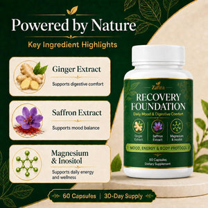Zafira Recovery Foundation Capsules, Mood & Digestive Support with Saffron, Ginger, Non-Gmo, Gluten-Free, 60 Capsules (1 Pc)