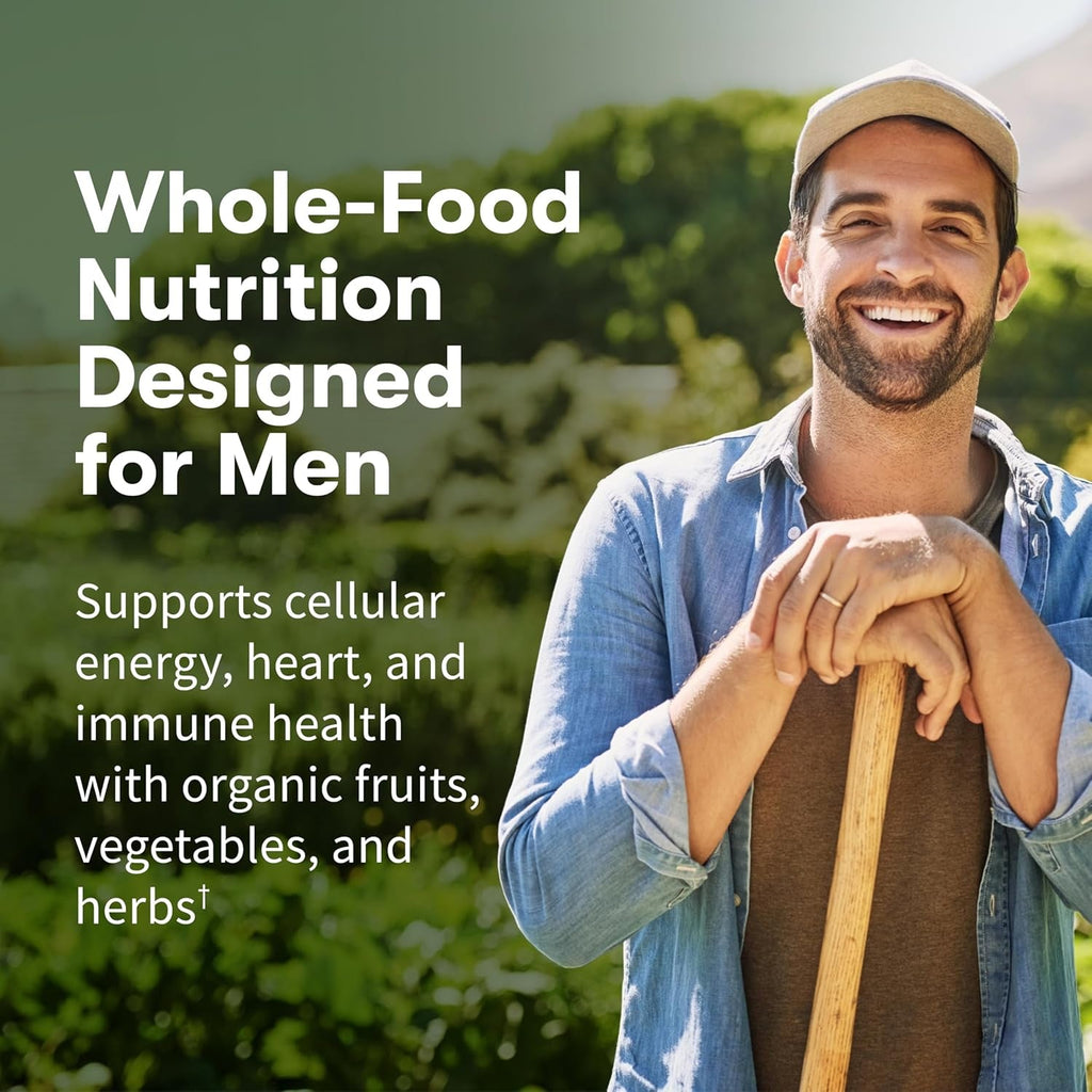 Garden of Life Once Daily Whole Food Multivitamin for Men, Organic Mens Vitamins & Minerals, Vitamin C, Zinc, Vegan, for Health & Well-Being, 60 Tablets