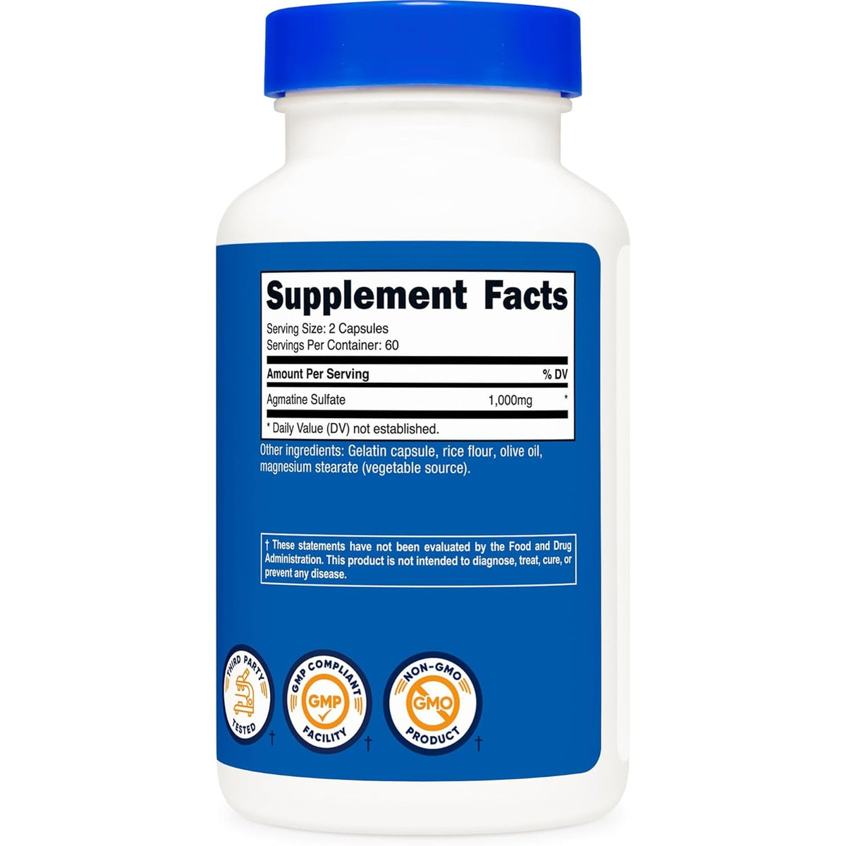 Nutricost Agmatine Sulfate 1000Mg, 120 Capsules - Gluten Free, Non GMO, 500Mg per Capsule
