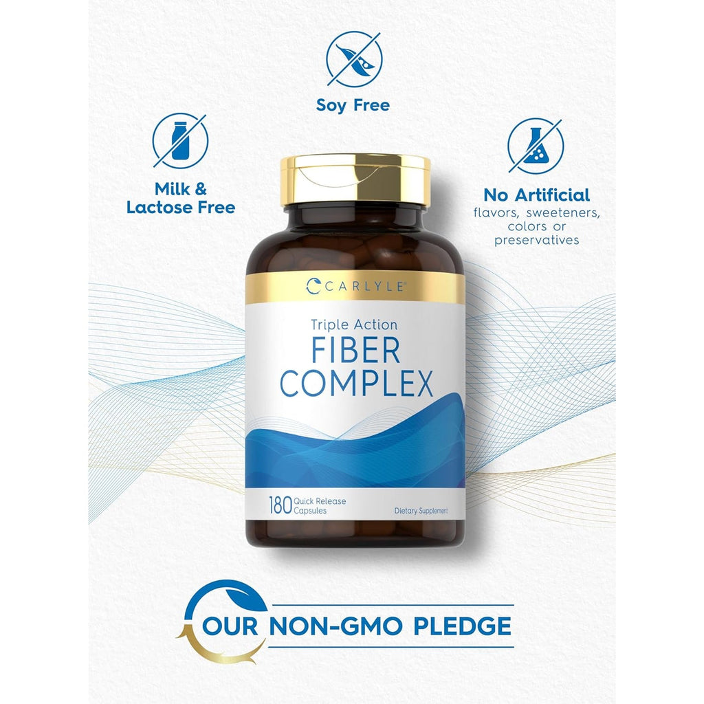 Carlyle Triple Action Fiber Complex | 180 Capsules | Vegetarian, Non-Gmo and Gluten Free Supplement