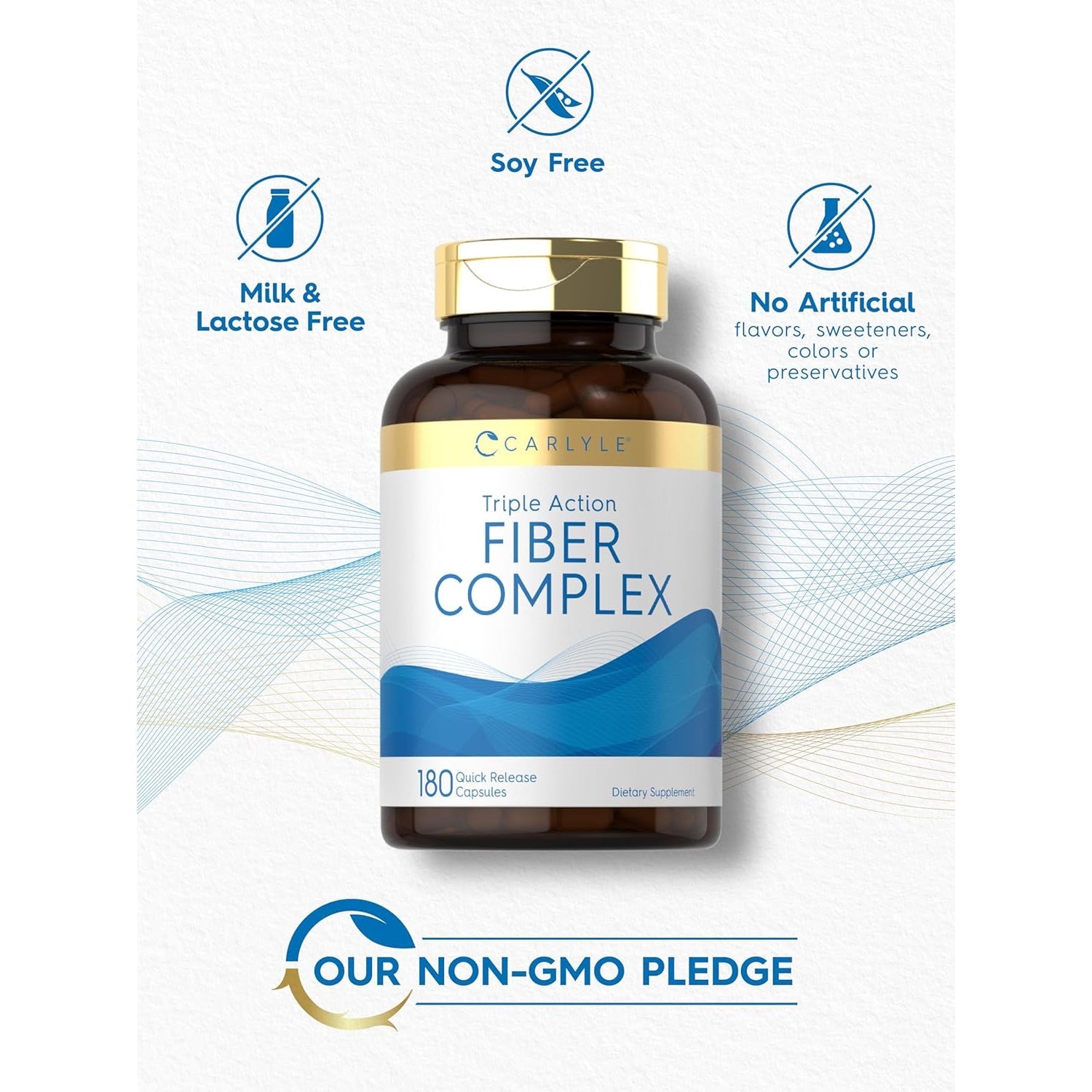 Carlyle Triple Action Fiber Complex | 180 Capsules | Vegetarian, Non-Gmo and Gluten Free Supplement