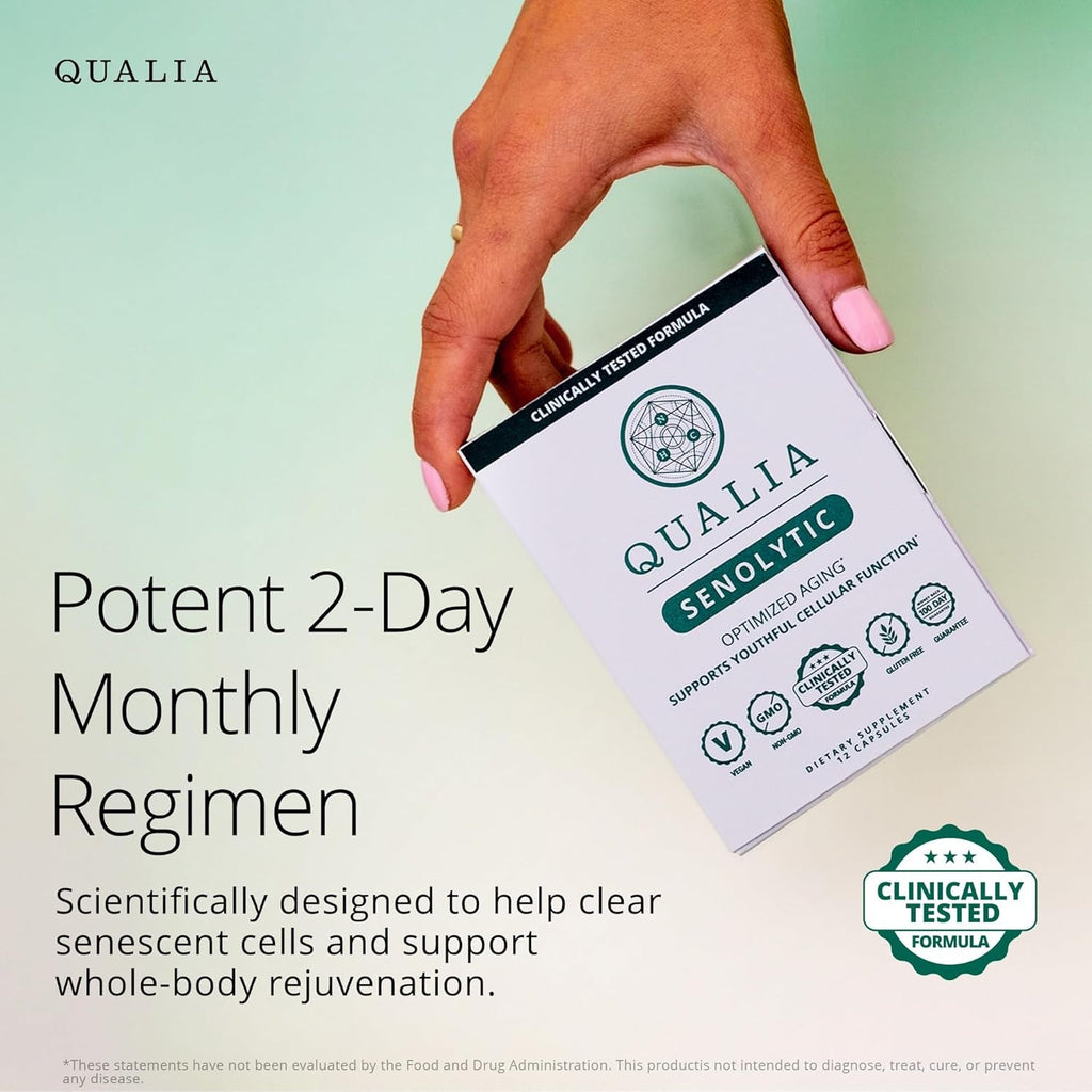 QUALIA LIFE SCIENCES Senolytic Supplement, Fisetin, Quercetin, Piperlongumin & More, Aging Supplement - Supports Optimal Cell Repair & Rejuvenation, Naturally Eliminate Zombie Cells, 1 Month Supply