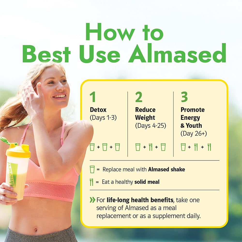 Almased Meal Replacement Shakes for Weight Loss - Protein Powder - Starter Kit (Almond Vanilla Flavor, 2 Cans of 17.6 Oz + Shaker Bottle + Scoop)