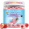 Wormwood Black Walnut Clove Para Clean for Humans & Kids, Herbal Gut Health Gummies with Wormwood, Pumpkin Seeds, Vitamin C, D3, Zinc, Probiotics for Natural Gut Cleanse, Immune Support - 60 Gummies