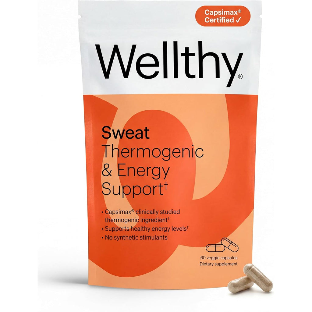 Wellthy Daily Thermogenic Capsimax, Green Tea & L-Carnitine Belly Thermogenic for Women Natural Weight Loss, Craving Control & Energy Support, 60 Count Capsules
