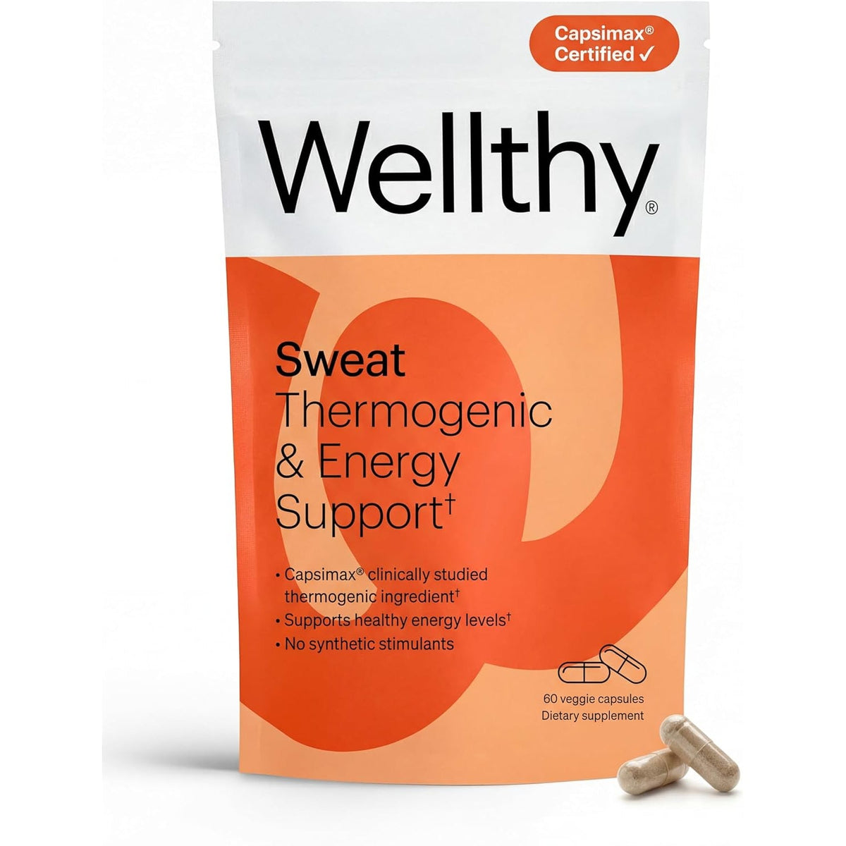 Wellthy Daily Thermogenic Capsimax, Green Tea & L-Carnitine Belly Thermogenic for Women Natural Weight Loss, Craving Control & Energy Support, 60 Count Capsules