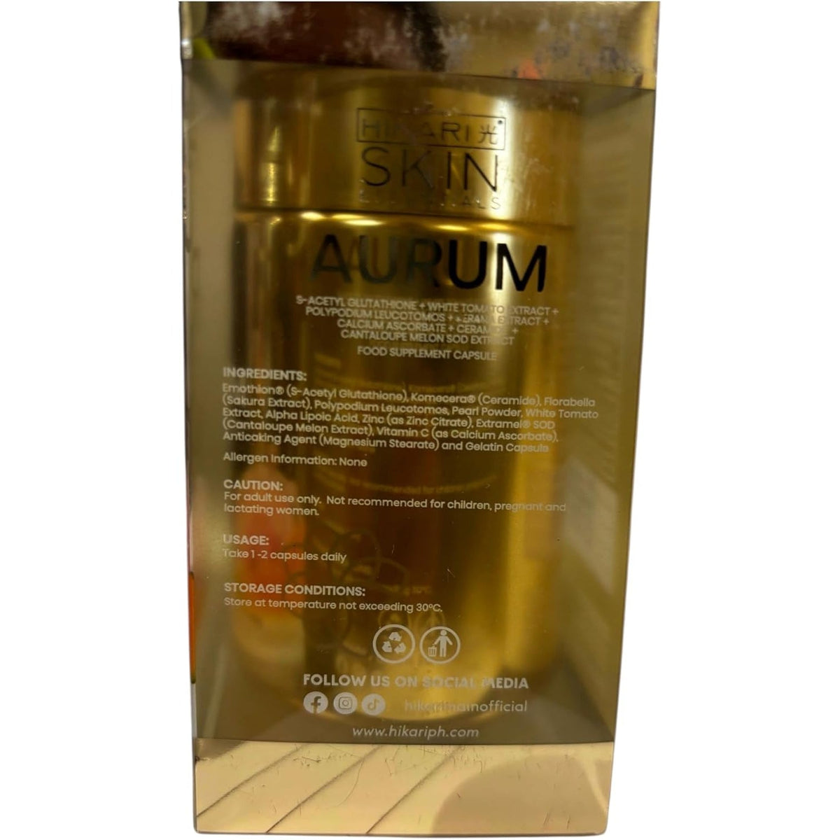 Hikari Skin Essentials Aurum S-Acetyl Glutathione - 30 Capsules