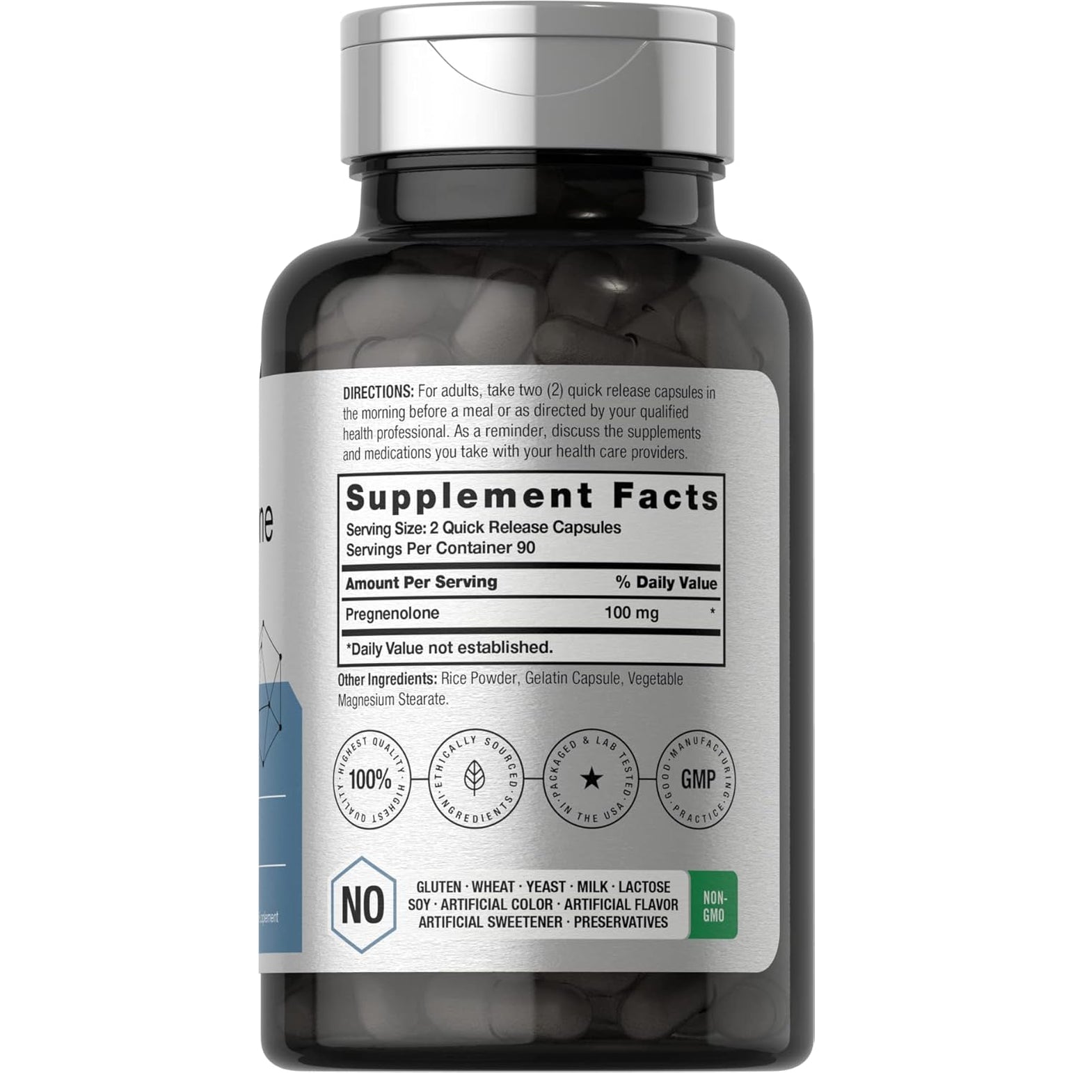 Horbäach Pregnenolone Supplement 100Mg | 180 Capsules | Non-Gmo and Gluten Free