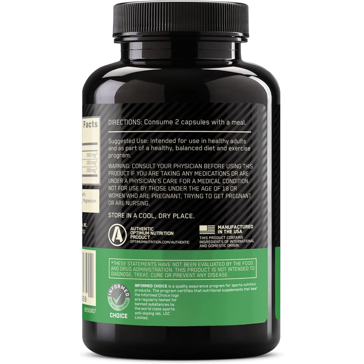 Optimum Nutrition Instantized BCAA Capsules, Keto Friendly Branched Chain Essential Amino Acids, 1000Mg, 60 Count