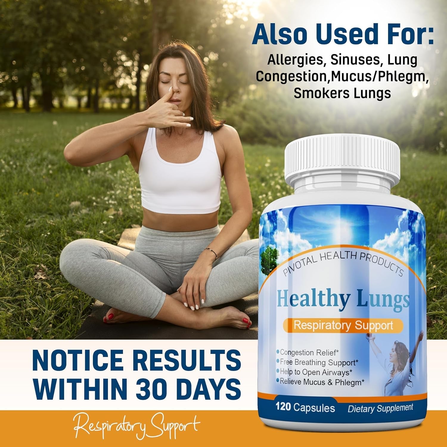 Healthy Lungs 120 Capsules - Improve Lung Function, Breathe Better, Stop Mucus, Phlegm and Allergies Quickly. Get Relief Fast with Healthy Lungs an All Natural Lung Health Supplement