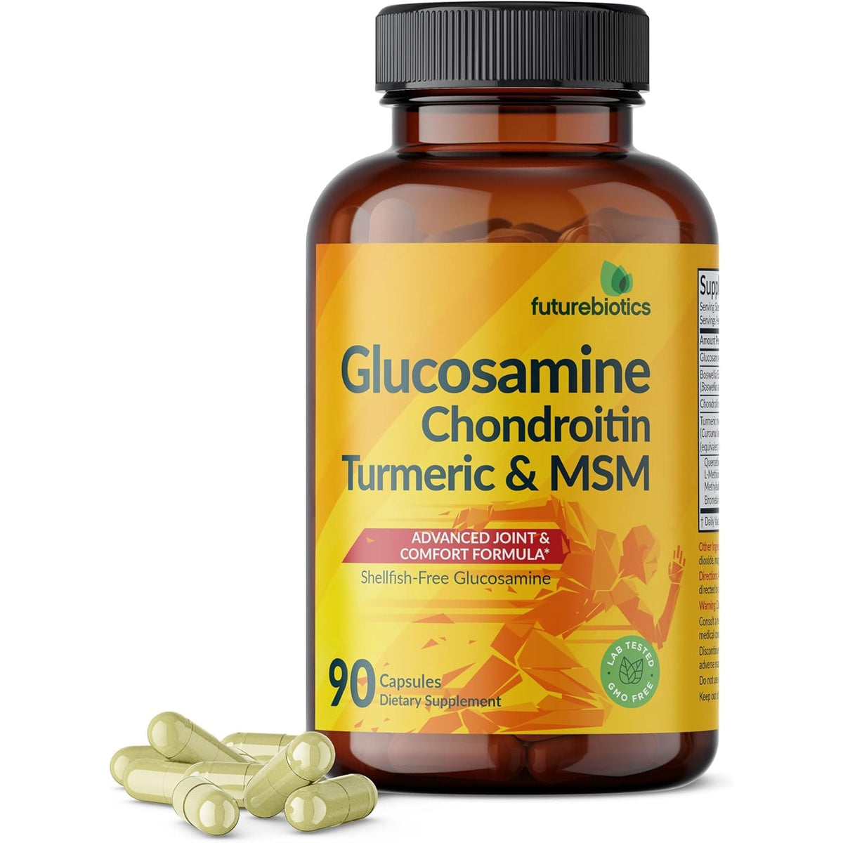 Futurebiotics Glucosamine Chondroitin Turmeric & MSM Advanced Joint Formula, Supports Healthy Joints & Mobility - Non-Gmo, 90 Capsules