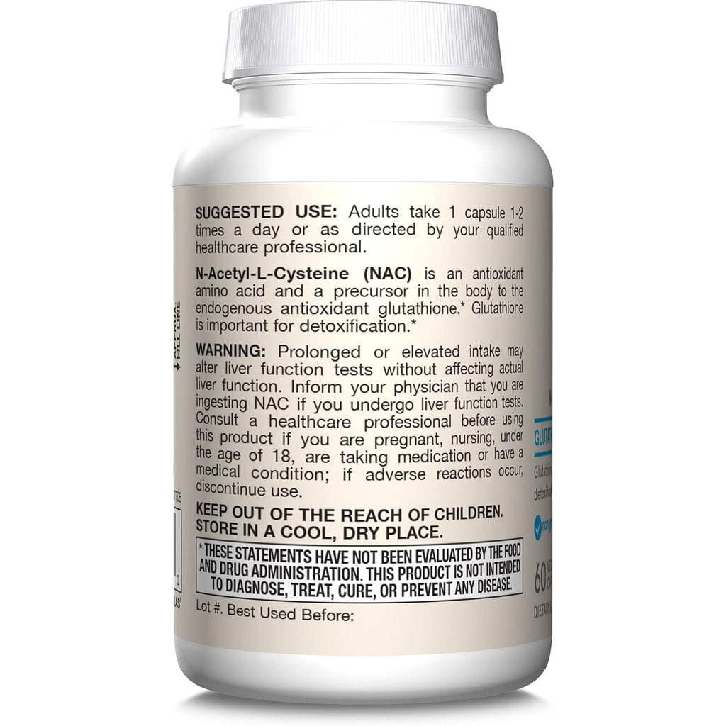 Jarrow Formulas® N-A-C 500 Mg, Dietary Supplement, Antioxidant Support for Liver Health, 60 Veggie Capsules, 60 Day Supply