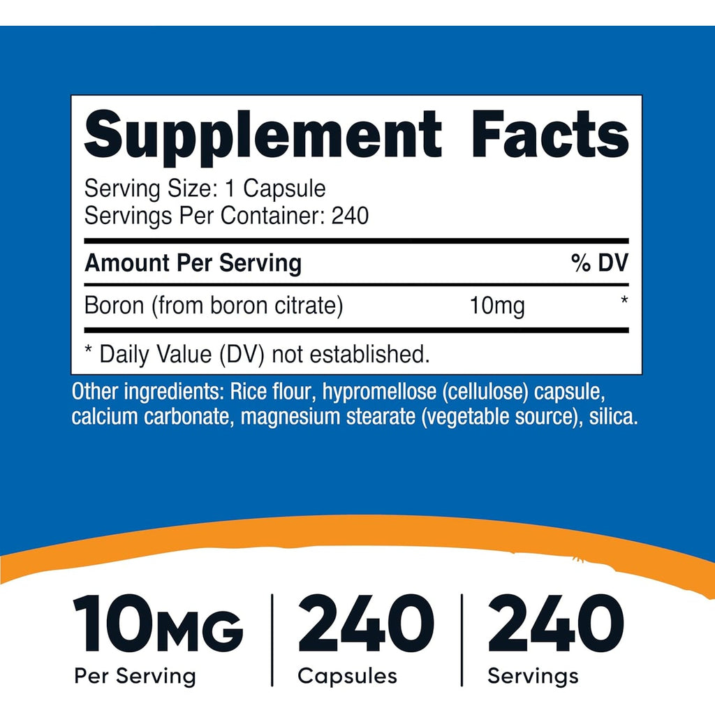 Nutricost Boron Capsules 10Mg, 240 Vegetarian Capsules, Gluten Free and Non-Gmo