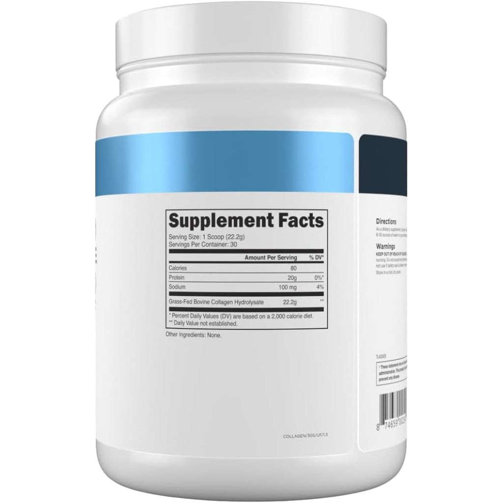 Grass-Fed Collagen Peptides Powder - Unflavored Collagen Powder for Women & Men, 22G Grassfed Bovine Hydrolyzed Collagen Peptides per Serving for Skin, Hair, Bones & Muscle Recovery - 30 Servings