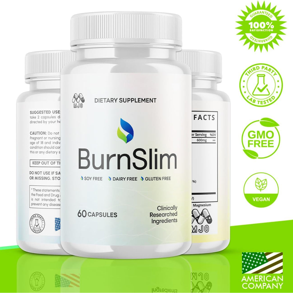 Burn Slim Capsules, Official Burnslim Pills with All Natural Ingredients, Advanced Burn Slim Health and Wellness Vitamin Supplement Supporting Active Lifestyle for Women and Men (60 Capsules)