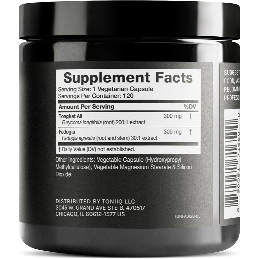 Tongkat Ali Fadogia Agrestis - Ultra High Potency 200:1 Tongkat Ali & 30:1 Fadogia Agrestis - 2% Eurycomanone -Third-Party Lab Tested - 120 Capsules
