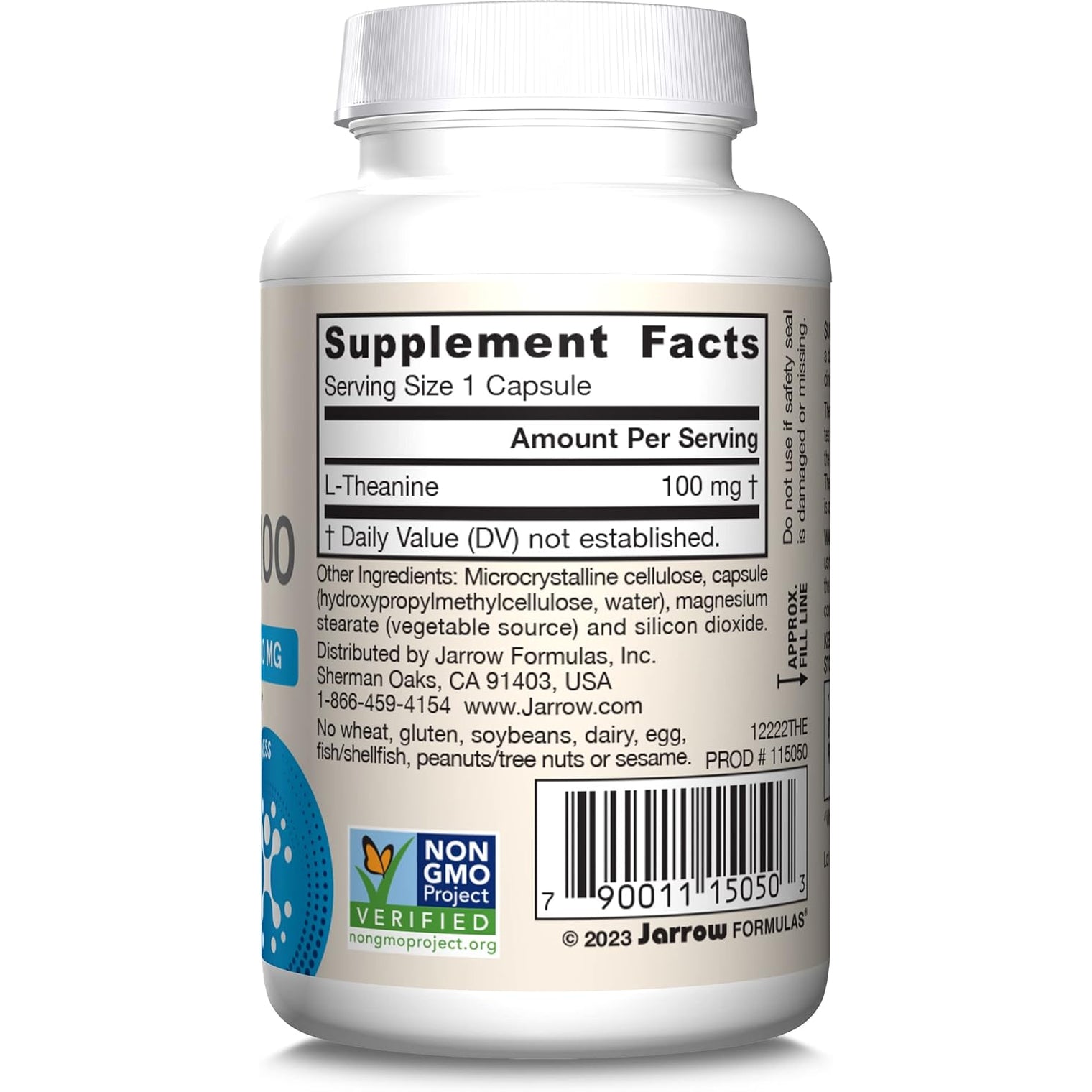 Jarrow Formulas® Regular Strength Theanine 100 Mg, Dietary Supplement, 60 Capsules, 60 Day Supply