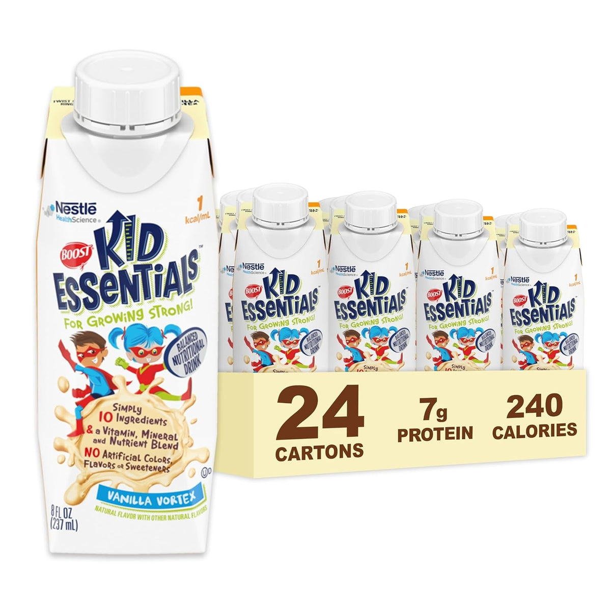 BOOST KID ESSENTIALS 1.0, Vanilla Vortex 24 X 8 Fl Oz Carton