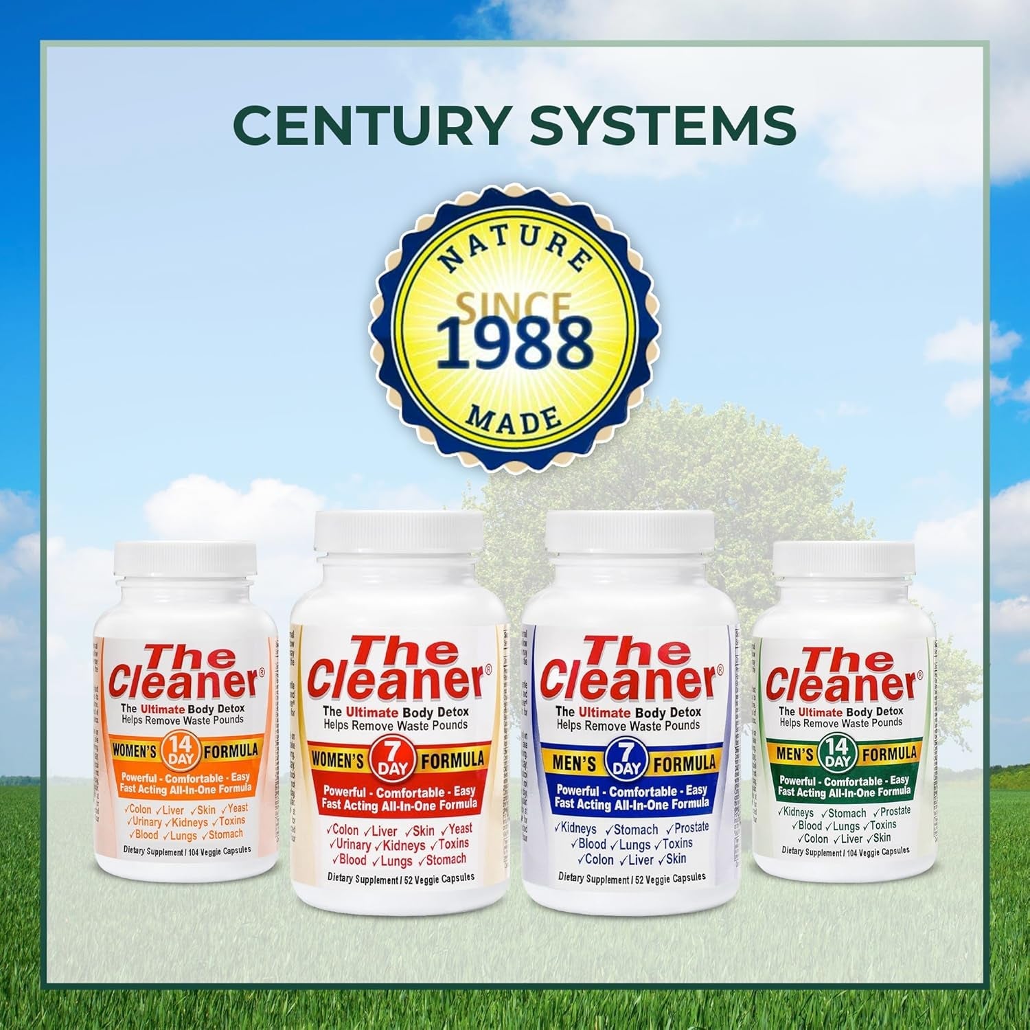 Century Systems the Cleaner Detox, Powerful 7-Day Complete Internal Cleansing Formula for Men, Support Digestive Health, 52 Vegetarian Capsules