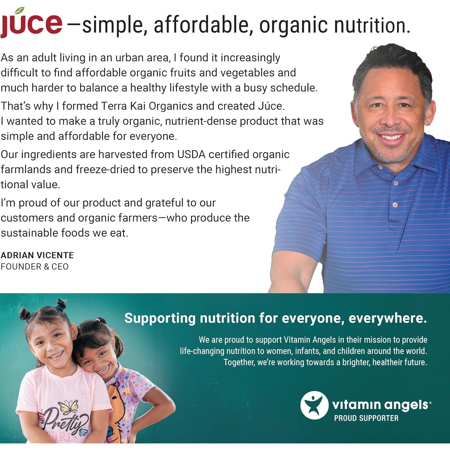 Juce Original Formula - Organic Super Fruit & Veggies Supplement - Gluten/Gelatin Free, Soy Free & Vegan- Reds & Greens Superfood Capsules- 23 Fruits & 23 Vegetables (180 Count)- by Terra Kai Organics
