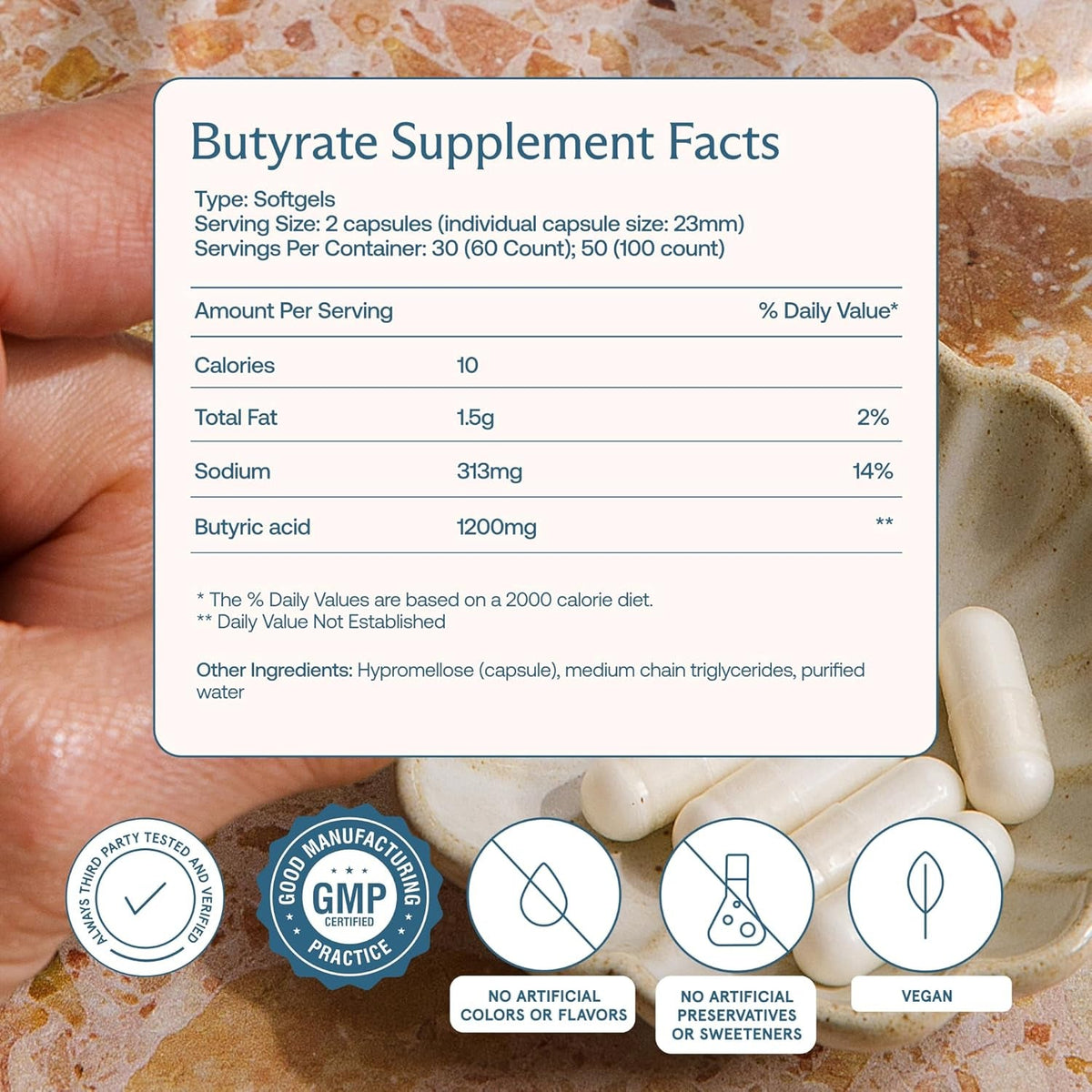 Bodybio Butyrate - Postbiotic for Gut Health, Digestive Support, Bloat, Gas & Constipation Relief, Leaky Gut Repair - Sodium + Butyric Acid Supplement for GI Wellness