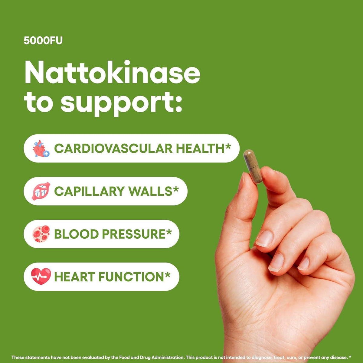 Nattokinase 5000FU Arterial Support - Targets Plaque | Third Party Tested Verified Quality | 30 Vegetarian Capsules | Non-Gmo, Gluten Free, Vegan Friendly | Natural Ingredients Health Supplement (30)