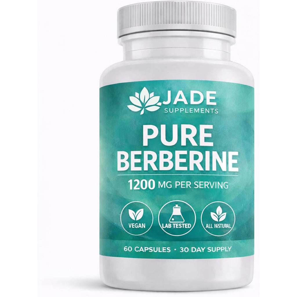 Jade Supplements Pure Berberine, 60 Vegetarian Capsules - Gluten Free & Non-Gmo