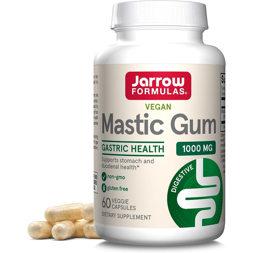 Jarrow Formulas Mastic Gum 1000 Mg - 60 Veggie Caps - Mastic Gum Capsules Supporting Stomach and Duodenal Health - 30 Servings