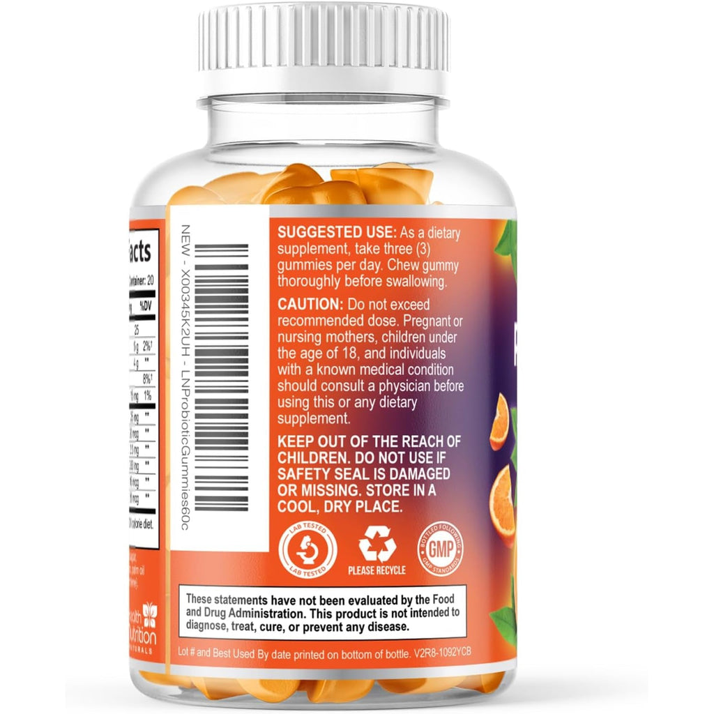 Probiotic Gummies for Women & Men - Advanced Multi-Strain Probiotic Formula - Gut & Digestive Health Support Gummy for Occasional Bloating - Daily Acidophilus Probiotics Supplement - 60 Gummies