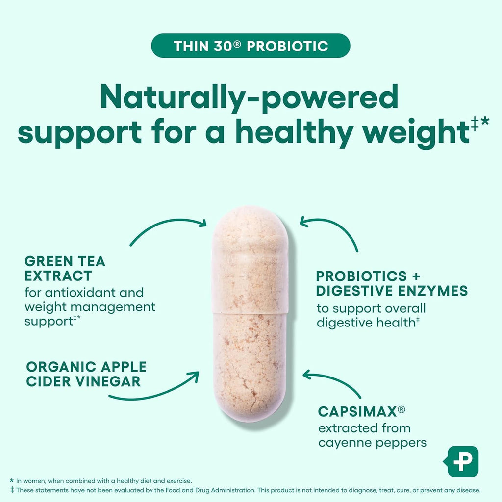Physician'S CHOICE Probiotics for Weight Management & Bloating - 6 Probiotic Strains - Prebiotics - Key Ingredient Cayenne - Supports Gut Health - Weight Management for Women & Men - Green Tea - 30 CT