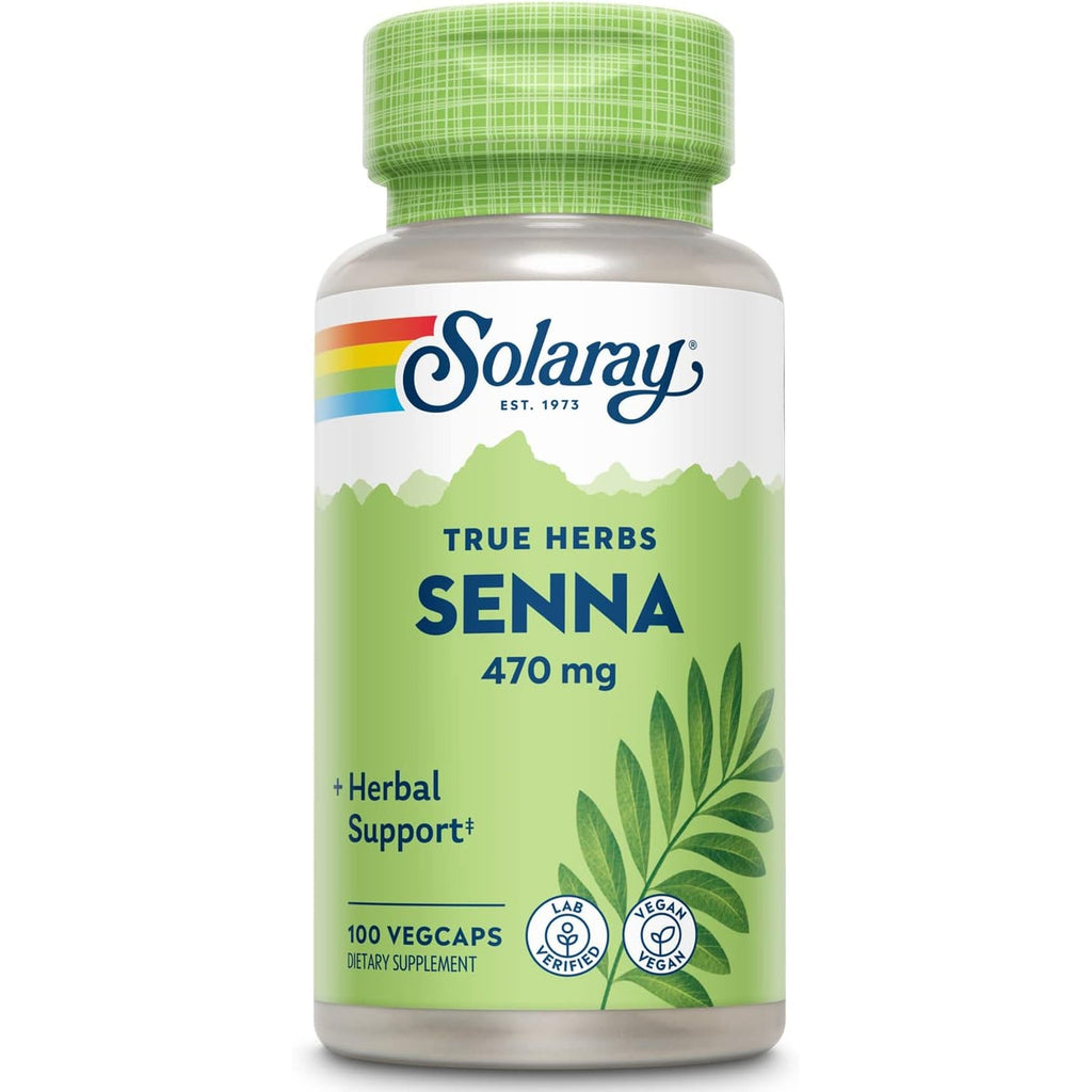Solaray Senna Leaf Capsules for Men & Women - Natural Senna Supplement for Adults, Herbal Supplement for Support, 470 Mg per Serving, Non GMO, Vegan - 100 Ct Veg Caps