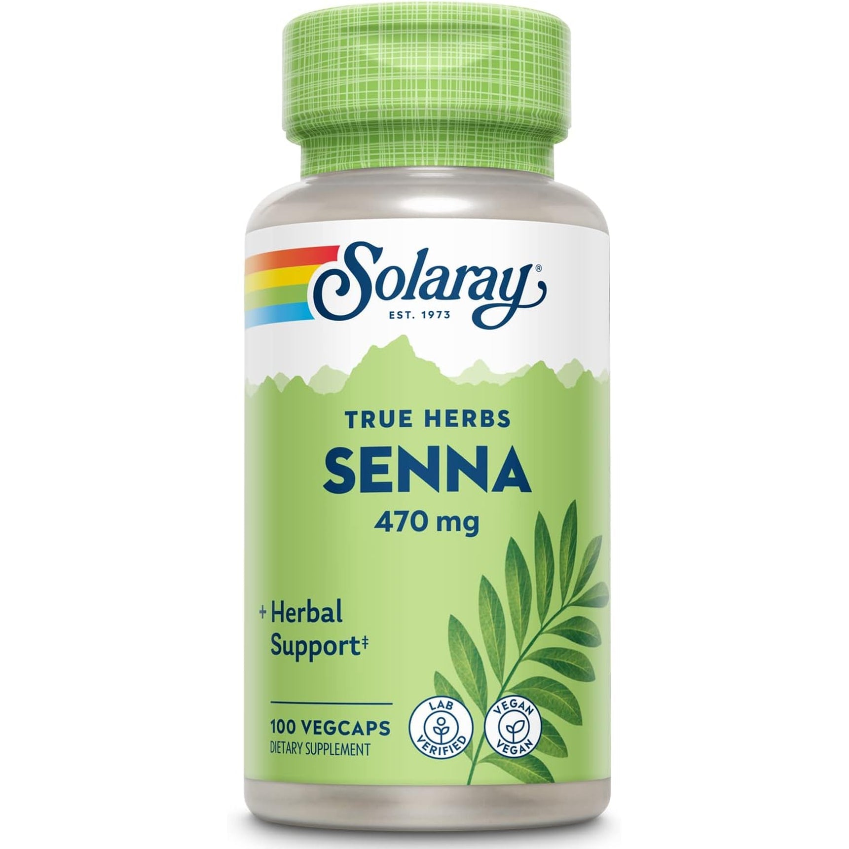 Solaray Senna Leaf Capsules for Men & Women - Natural Senna Supplement for Adults, Herbal Supplement for Support, 470 Mg per Serving, Non GMO, Vegan - 100 Ct Veg Caps