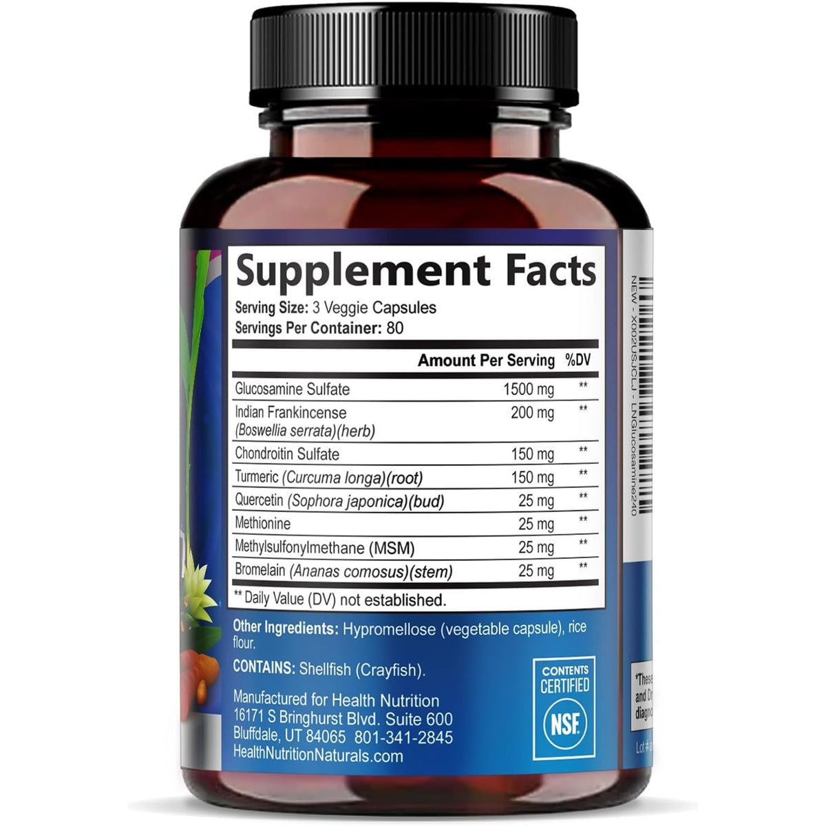 Glucosamine Chondroitin MSM Complex - 3X Strength Joint Support Supplement with Glucosamine Sulfate, Turmeric, Boswellia - for Cartilage, Mobility & Flexibility - Bottled in USA - 240 Capsules