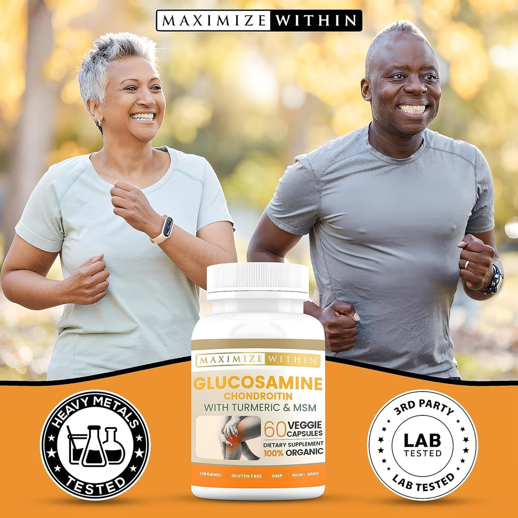 Glucosamine Chondroitin with Turmeric & MSM – Mobility & Flexibility Support – 60 Veggie Capsules