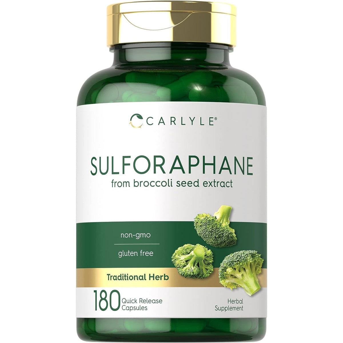 Carlyle Sulforaphane Supplement | 400 Mcg | from Broccoli Seed Extract | 180 Capsules | Traditional Herbal Supplement | Non-Gmo and Gluten Free Formula