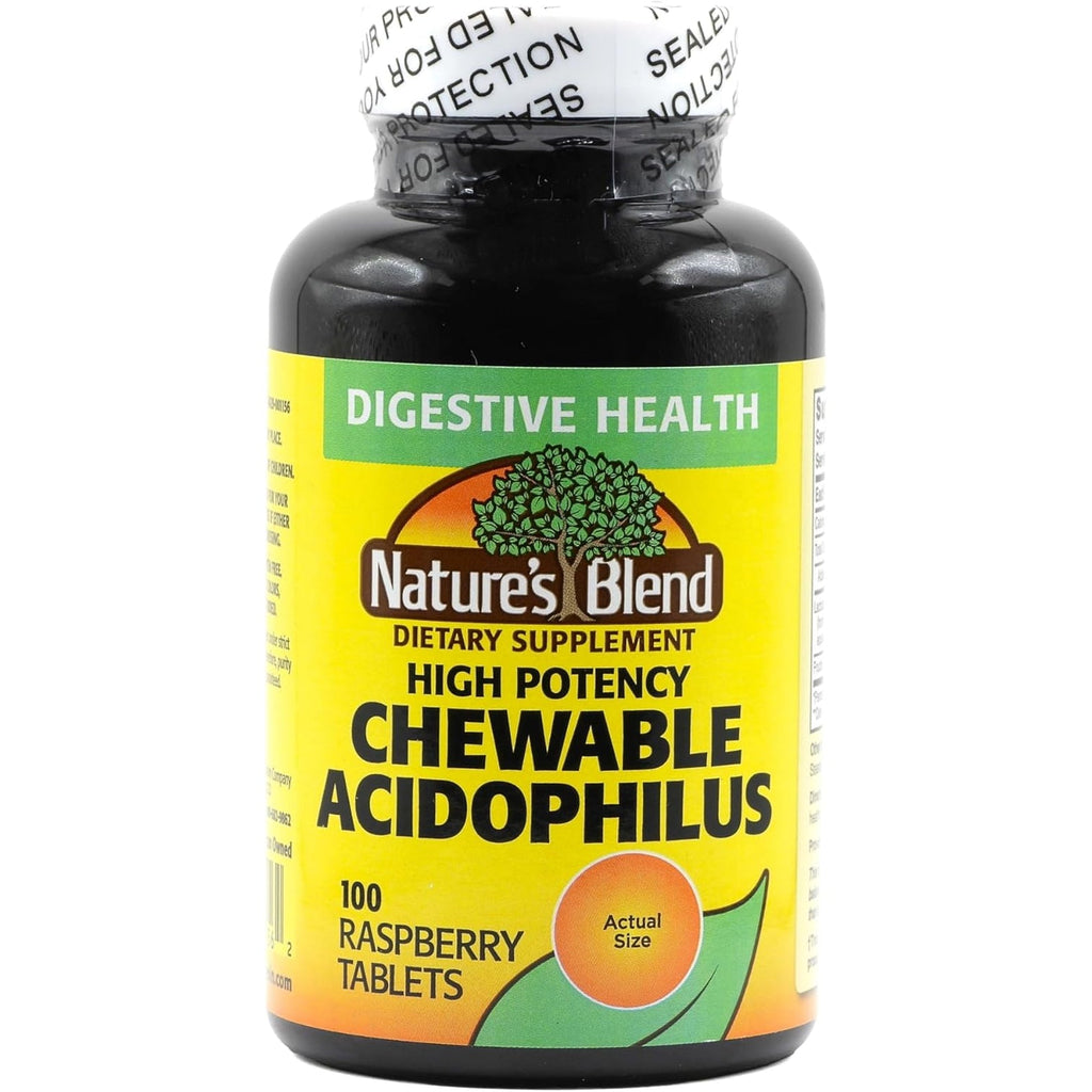 Nature'S Blend Acidophilus Probiotic Supplement - 100 High Potency Capsules - Digestive Health, Gut Flora Balance