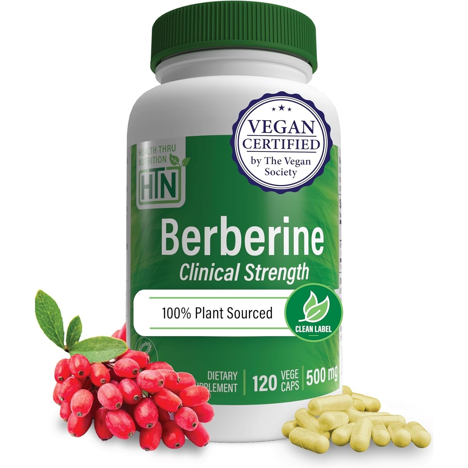Health Thru Nutrition Berberine Hcl 500Mg 120 Servings | Clinical Strength Supplement | Certified Vegan | Non-Gmo | Soy Free | 3Rd Party Tested