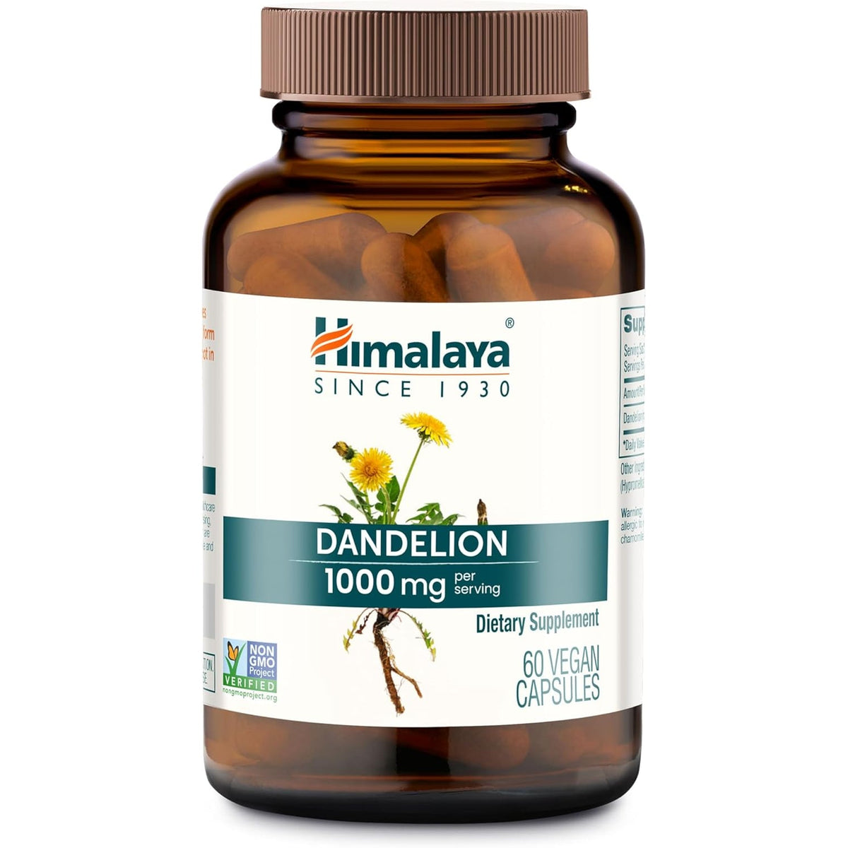Himalaya Dandelion - Dandelion Root Supplement Supporting Daily Wellness and Health - Vegan, Gluten Free, 1000 Mg, 60 Capsules
