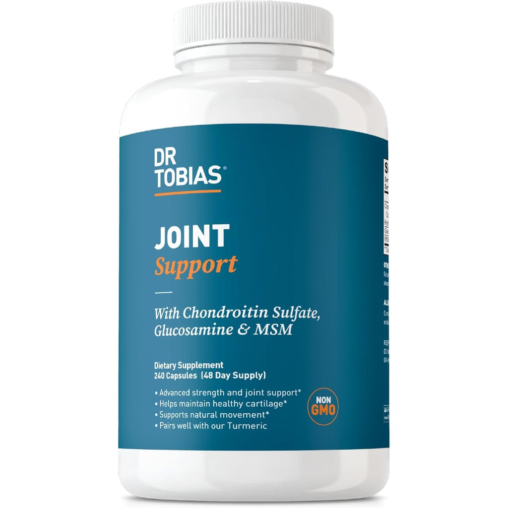 Dr. Tobias Joint Support Supplement with Glucosamine Chondroitin MSM, Supports Connective Tissue, Function & Flexibility, Extra Strength Joint Supplements for Men & Women, 240 Capsules