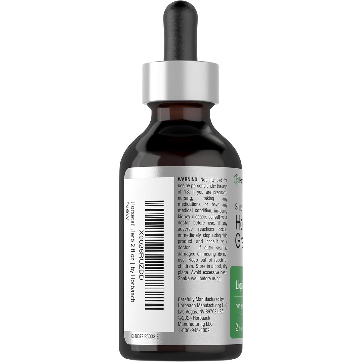 Horbäach Horsetail Herb Liquid Extract | Alcohol Free | 2 Fl Oz | Vegetarian, Non-Gmo, & Gluten Free Supplement