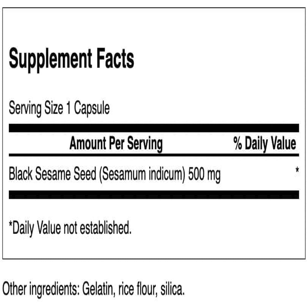 Swanson Full Spectrum Black Sesame Seed 500 Milligrams 60 Capsules