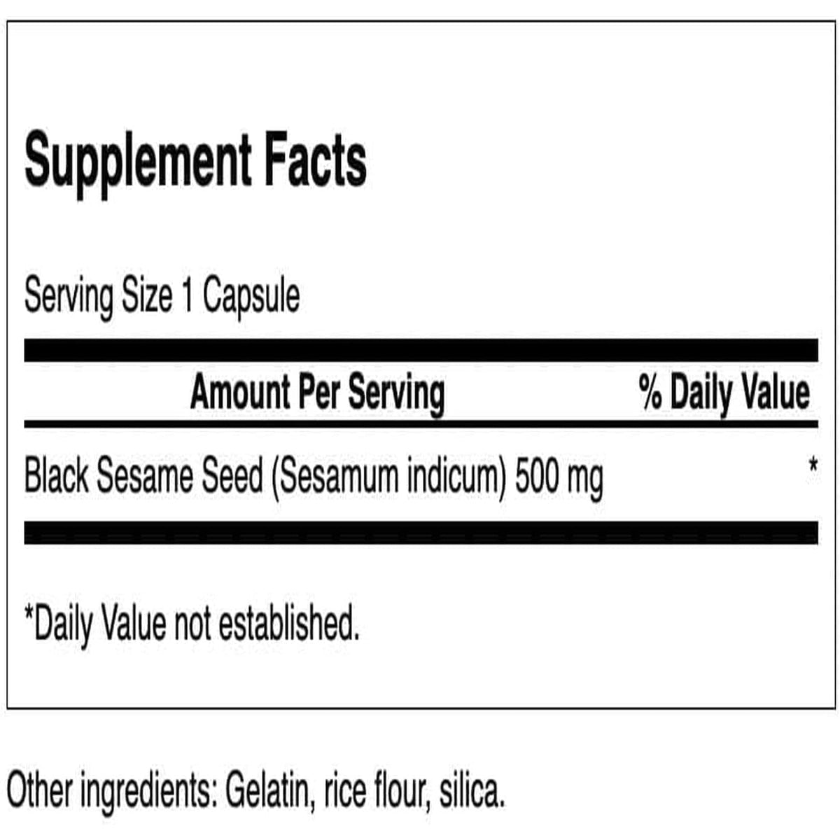 Swanson Full Spectrum Black Sesame Seed 500 Milligrams 60 Capsules