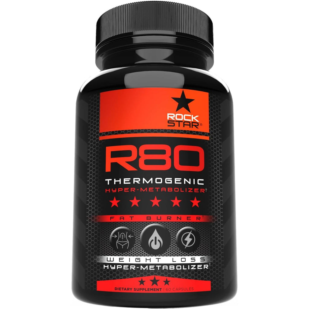 Rockstar R80 Extreme Thermogenic Hyper-Metabolizer Fat Burner for Men & Women – GLP-1 Support, Appetite Suppressant, Thermogenic Weight Loss Pills | Metabolism Booster