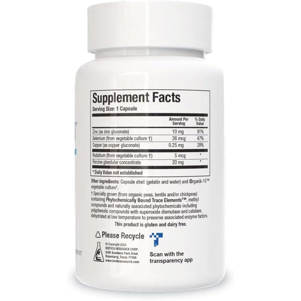 Biotics Research GTA Forte II™ Selenium Supplement with Zinc, Copper, Porcine Glandular & Rubidium, Endocrine Glands Support, Optimal Hormonal Balance, Phytochemically Bound Trace Elements 90 Capsules