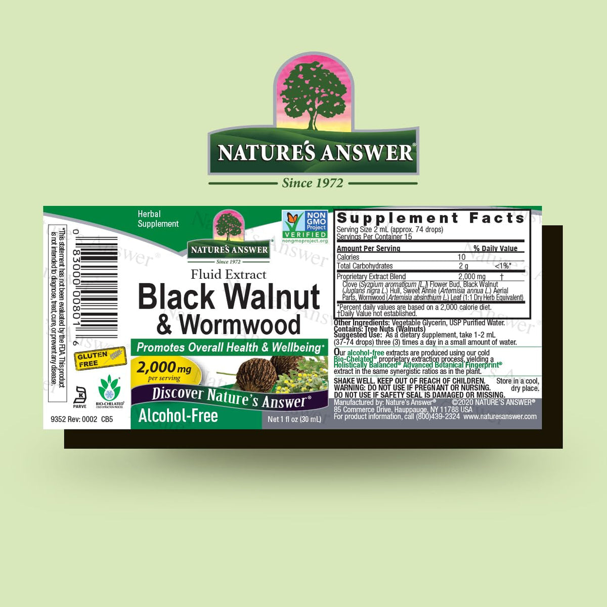 Nature'S Answer Black Walnut and Wormwood Complex | Promotes Overall Health and Wellbeing | Super Concentrated 2,000Mg | Vegan, Non-Gmo, Gluten-Free & Alcohol-Free 1Oz | Promotes a Healthy Gut
