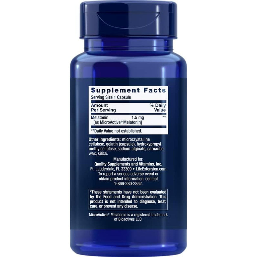 Life Extension Melatonin IR/XR 120 Capsules - Immediate & 7 Hour Extended-Release - Night Time Supplement - Supports Staying Asleep - Non-Gmo, Gluten-Free