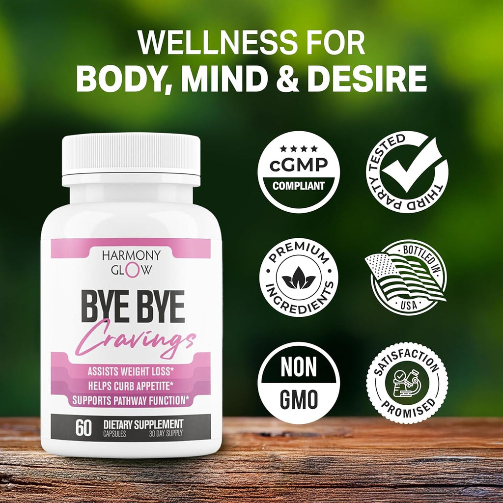 Byebye Cravings Appetite Suppressant - Supports GLP-1 Pathway Function, Weight Loss Pills for Women & Fat Burner + Appetite Suppressant | 3Rd Party Tested Supplement - 60 Capsules to Lose Weight