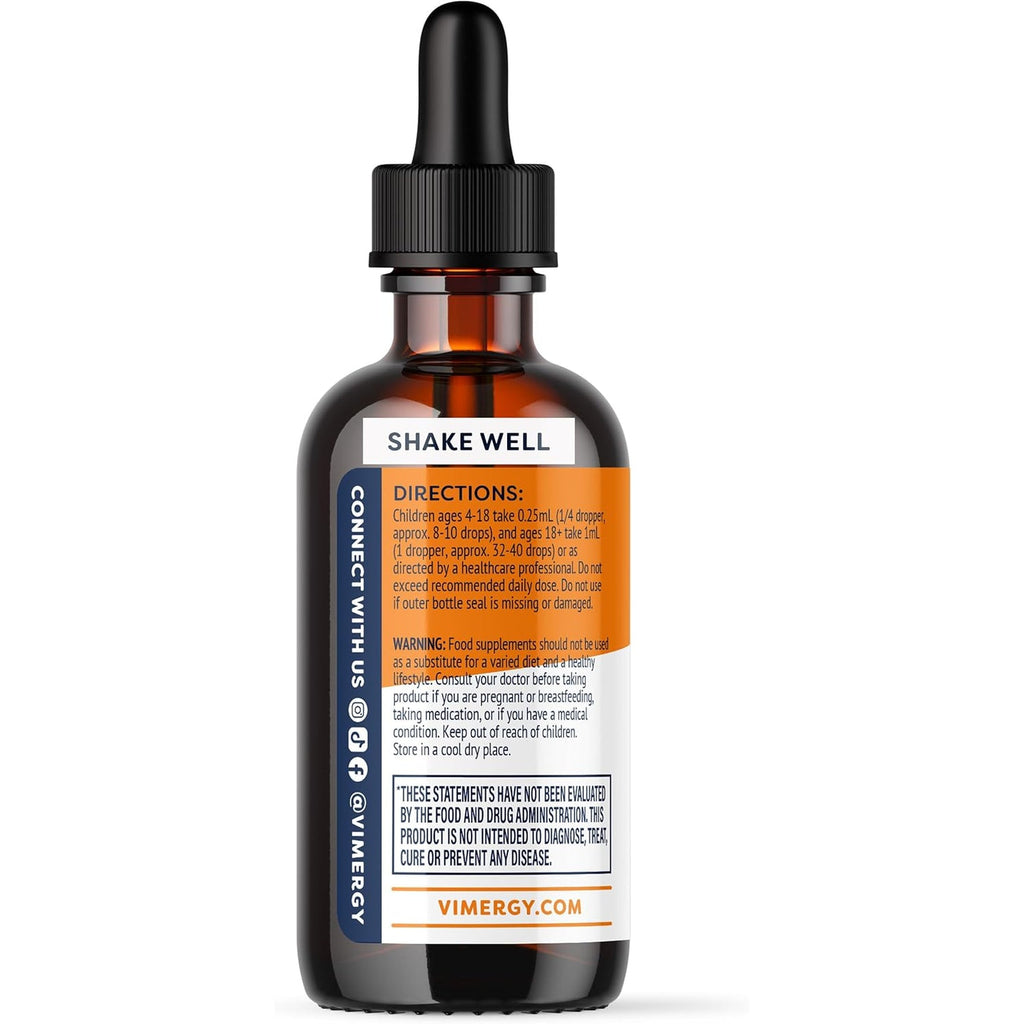 VIMERGY Brain Body Recharge* - W/Vitamin D3, K2 & Coq10 – Boosts Cellular Energy – Fortifies Blood Vessels and Bones – Defends against Free Radicals – Vegan and Gluten Free – 55Ml