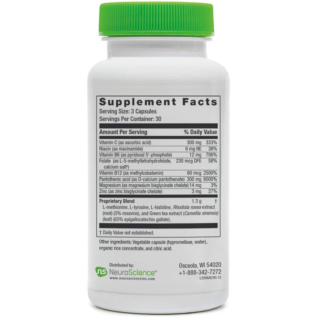 Neuroscience Adrecor - Adrenal Support Supplements with Rhodiola, L-Tyrosine, B Vitamins & Magnesium - Cortisol Detox for Women & Men for Stress Fatigue and Energy Support (90 Ct)